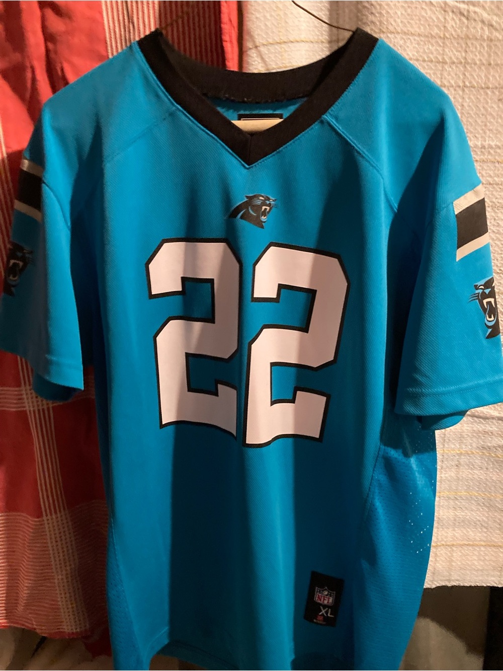 NFL Christian McCaffery Football Jersey Youth Extra Large #22 Carolina Panthers